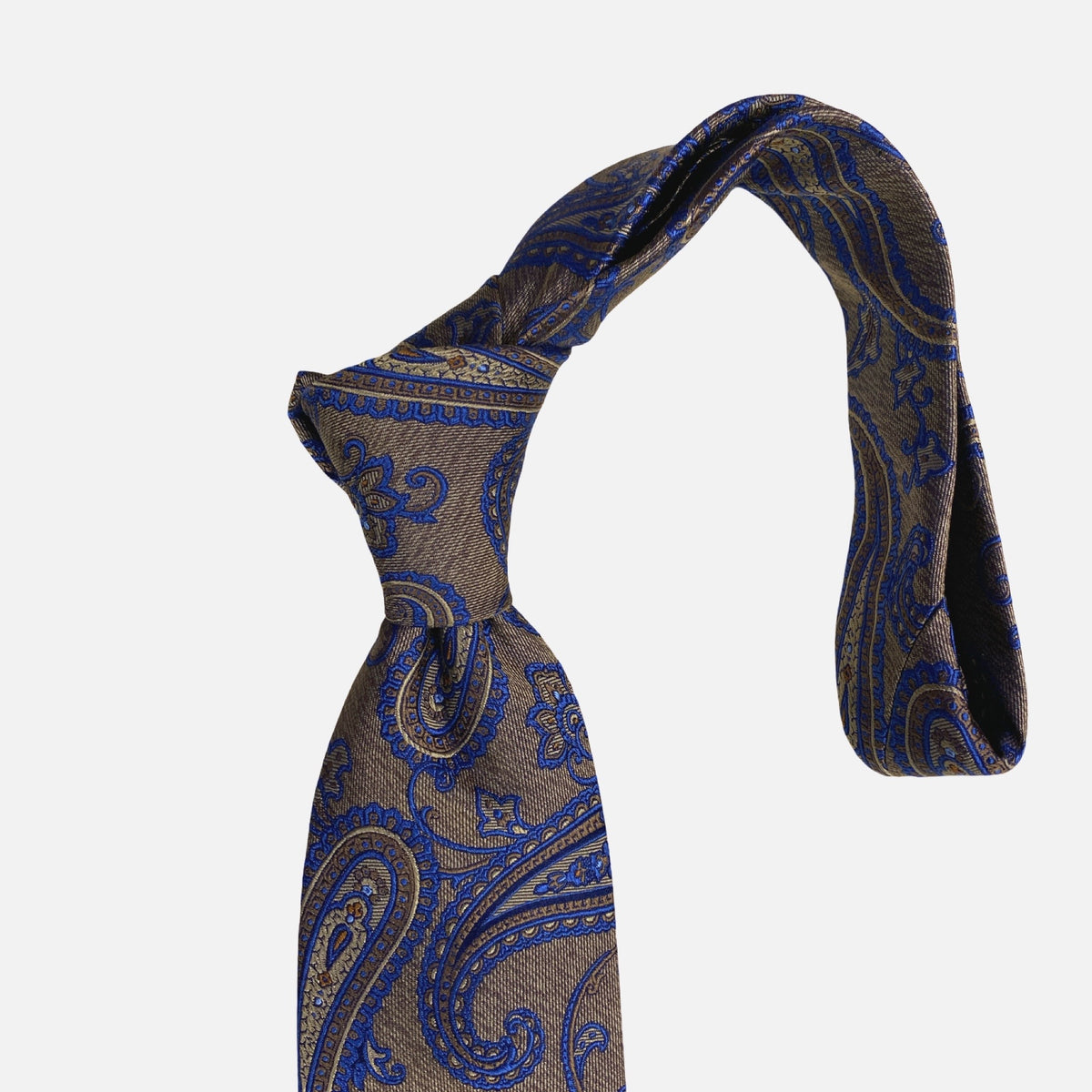 Bruno Piattelli Hand Made Silk Tie | Brown Paisley