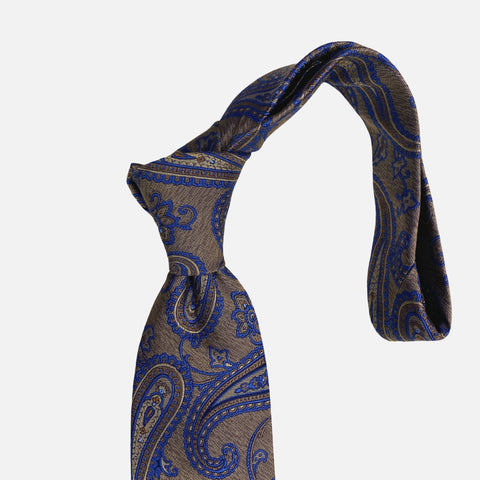 Bruno Piattelli Hand Made Silk Tie | Brown Paisley