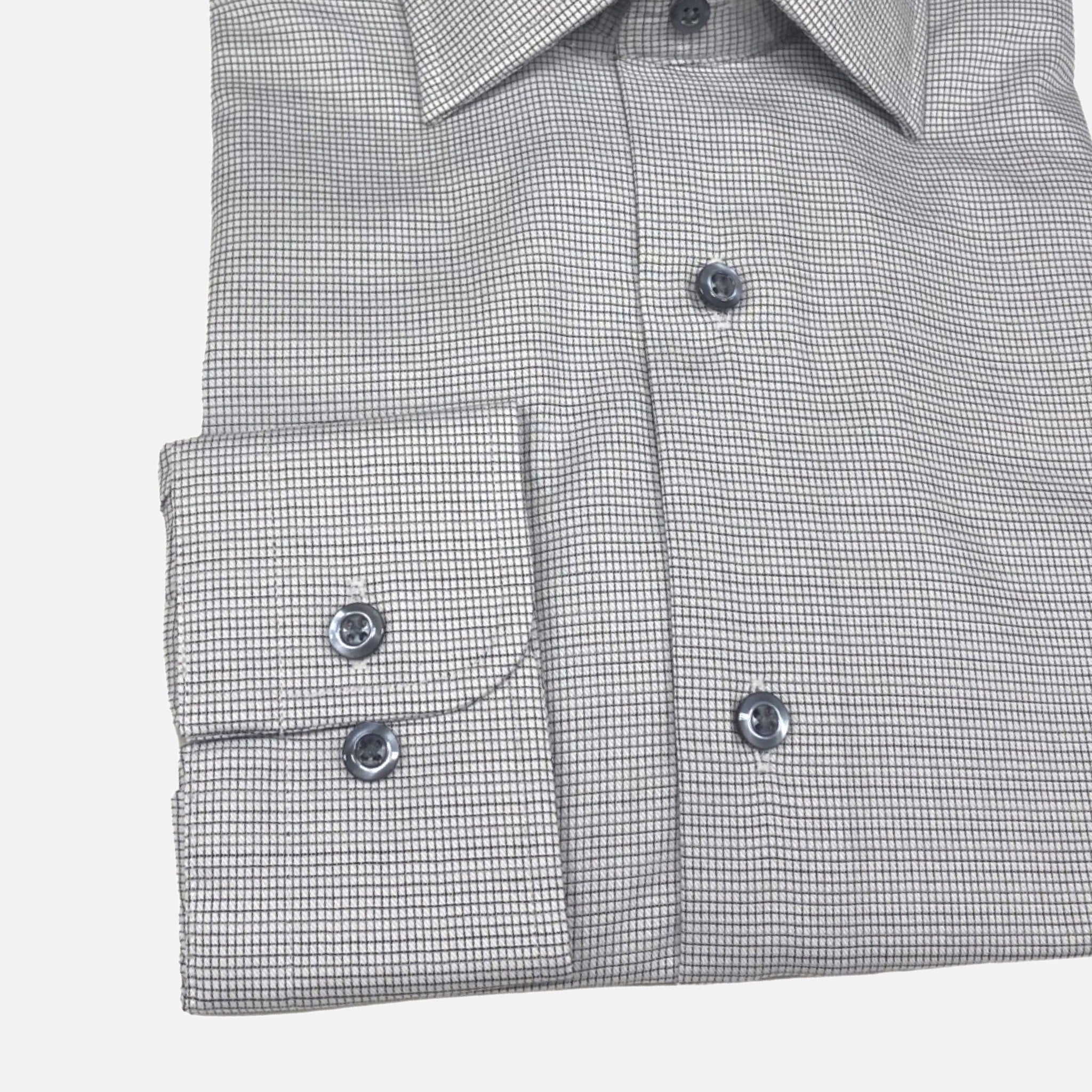 Modena Contemporary Fit Dress Shirt: Gray Mini Check Line Pattern 15.5 (34/35) Modena Contemporary Fit Dress Shirt: Gray Mini Check Line Pattern 15.5 (34/35)
