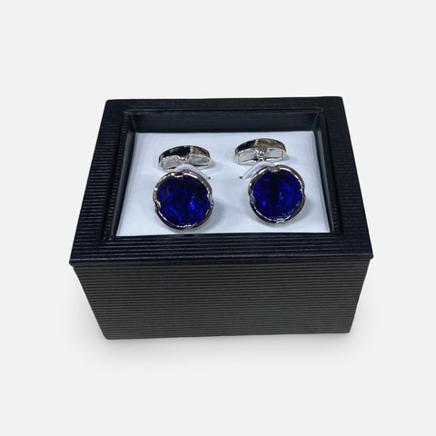 Steven Land Round Gem Cufflinks – Silver-Tone Men’s Dress Cufflinks