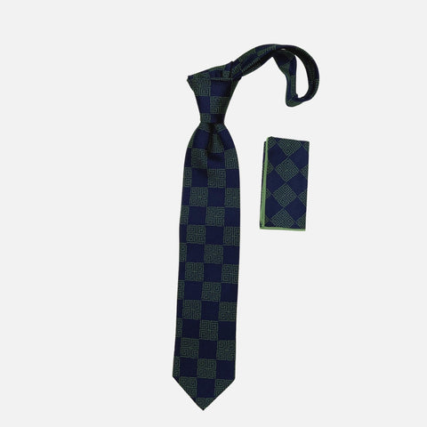 Steven Land Handmade 100% Silk Big Knot Tie & Matching Hanky Set - Style BW2415