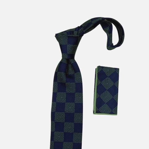 Steven Land Handmade 100% Silk Big Knot Tie & Matching Hanky Set - Style BW2415