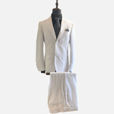 Men’s White Seersucker Summer Suit - %100 Cotton