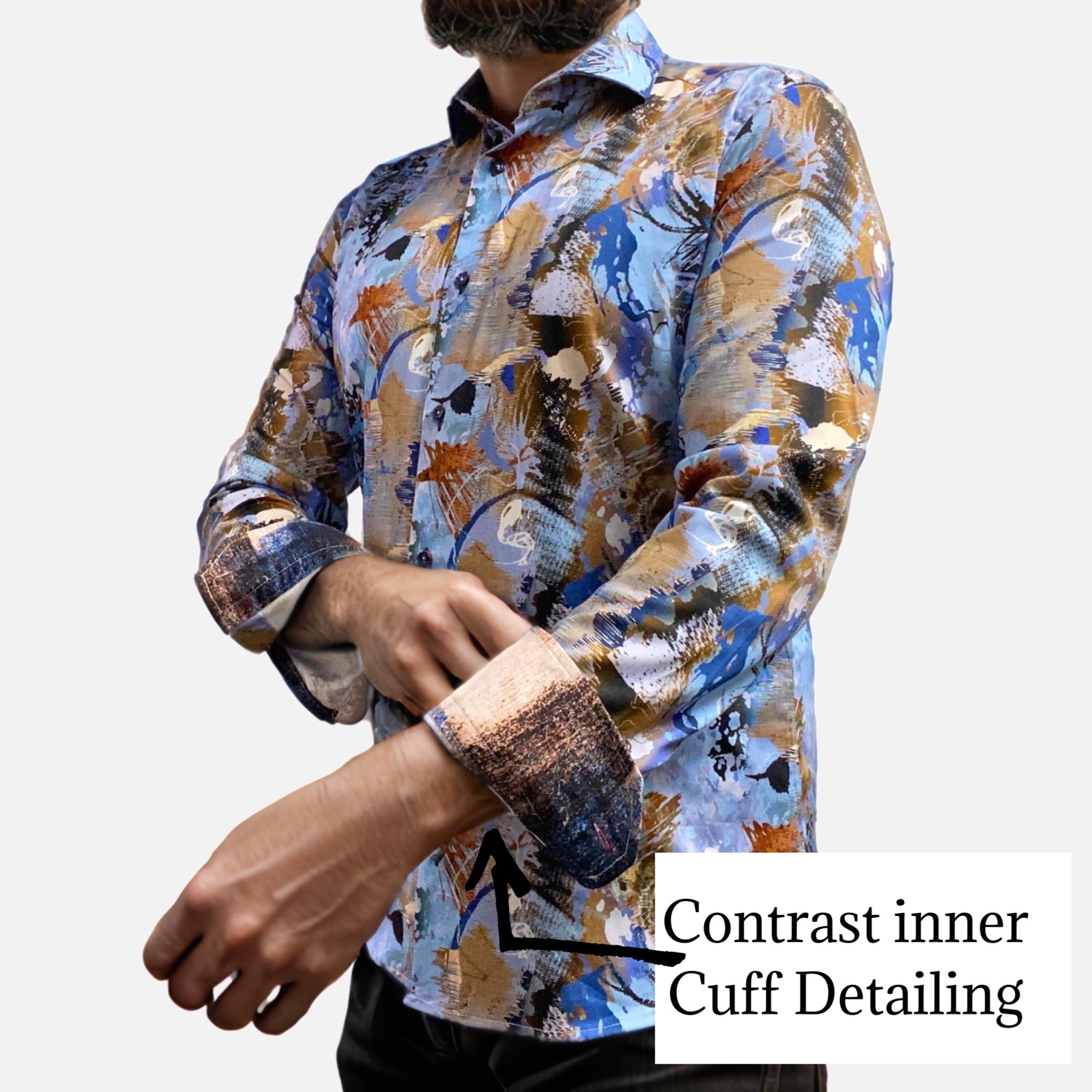 7 downie st shirt with contrast inner cuff