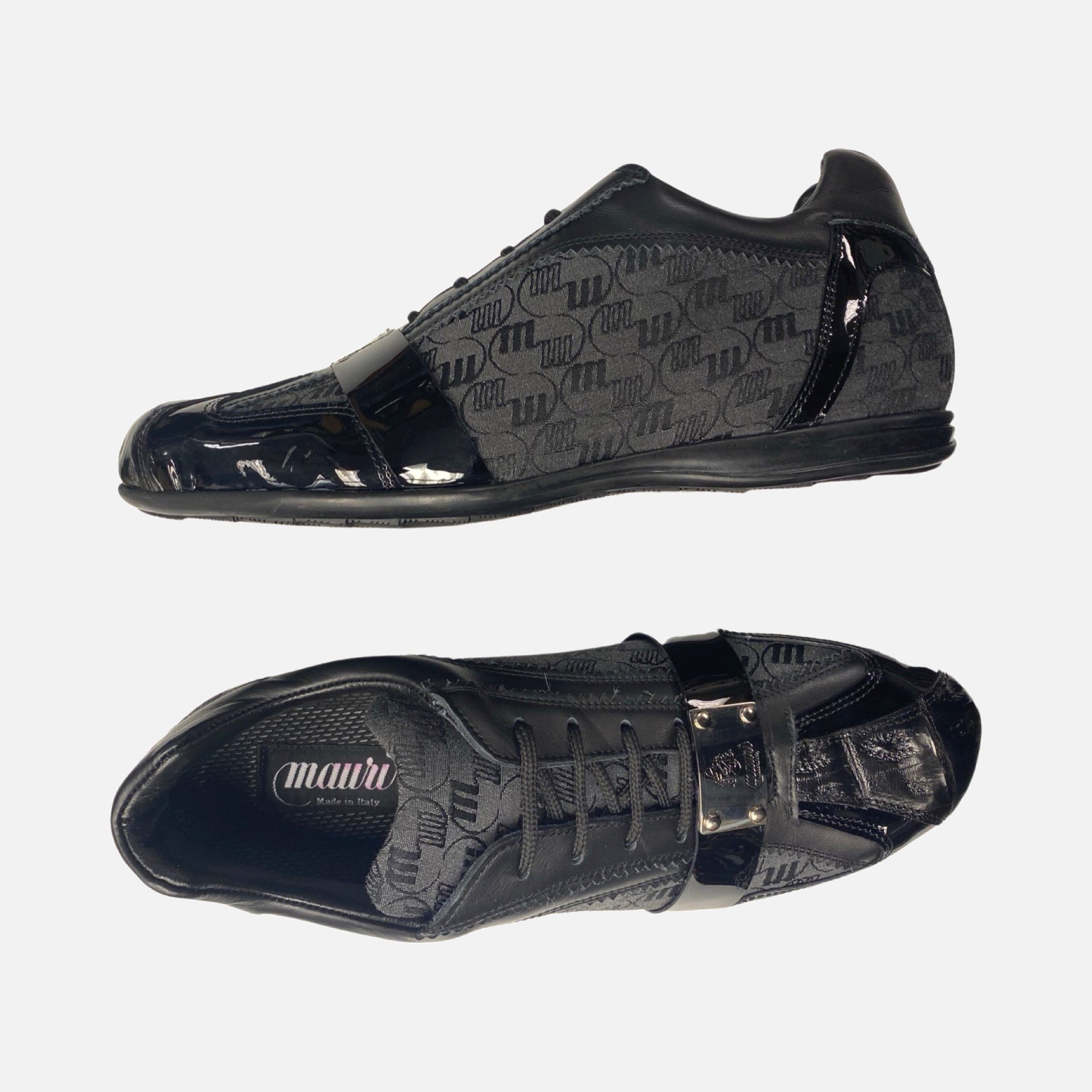 Mauri 8840 Black baby croc/napa/fabric sneakers