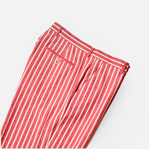 Inserch Men’s Wide Stripe Seersucker Pants – Flat Front, Open Bottom, 100% Cotton