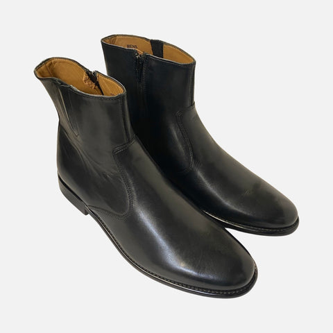 Mens black ankle boot with side zip