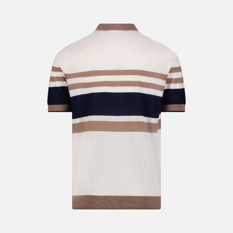 Luchiano Visconti Short Sleeve Polo Collar Striped Summer Knit | Modern Fit