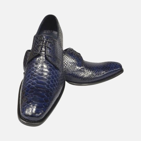 Blue Men’s Calzoleria Toscana Genuine Python Shoe - Handmade in Italy