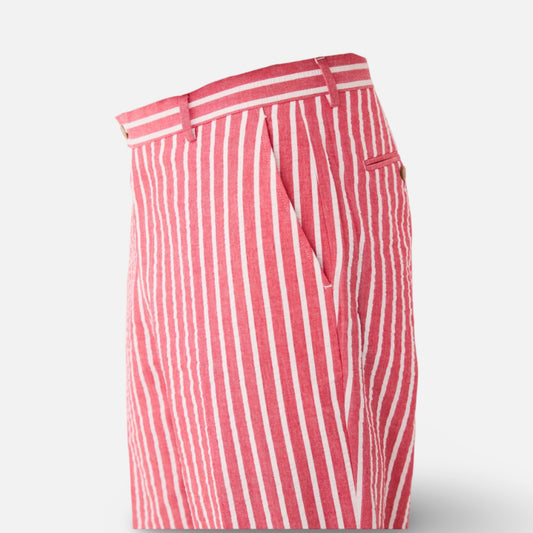 Inserch Men’s Wide Stripe Seersucker Pants – Flat Front, Open Bottom, 100% Cotton