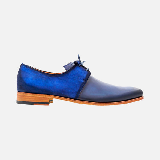 Mezlan Suede and Leather Blue Derby Shoes