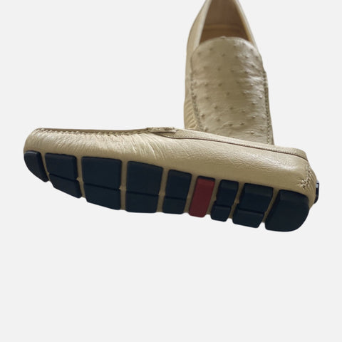 Final Sale - Ugo Vasare Off White Ostrich Drivers | Last Pair | Size 9