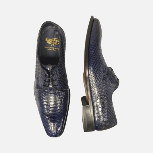 Blue Men’s Calzoleria Toscana Genuine Python Shoe - Handmade in Italy