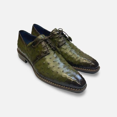 Mens Mezlan Olive Green Ostrich Shoe Tillson