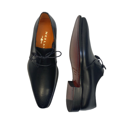 Mens Mezlan black Leather Derby Principe Patina