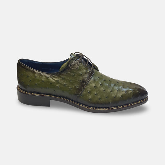 Mens Mezlan Olive Green Ostrich Shoe Tillson