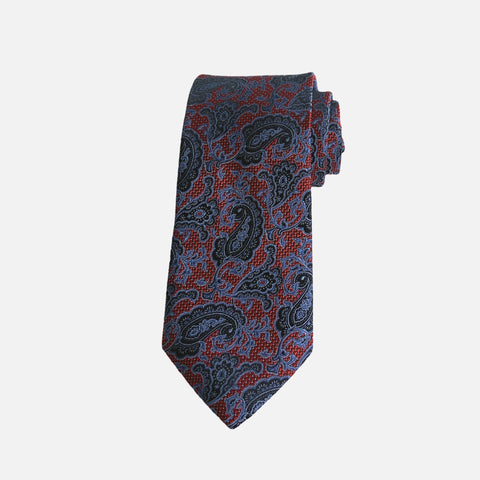 Premium Textured Silk Necktie for Men Red and Blue