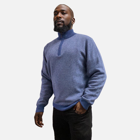 Alashan Cashmere Merino Wool Blue Sweater for Men
