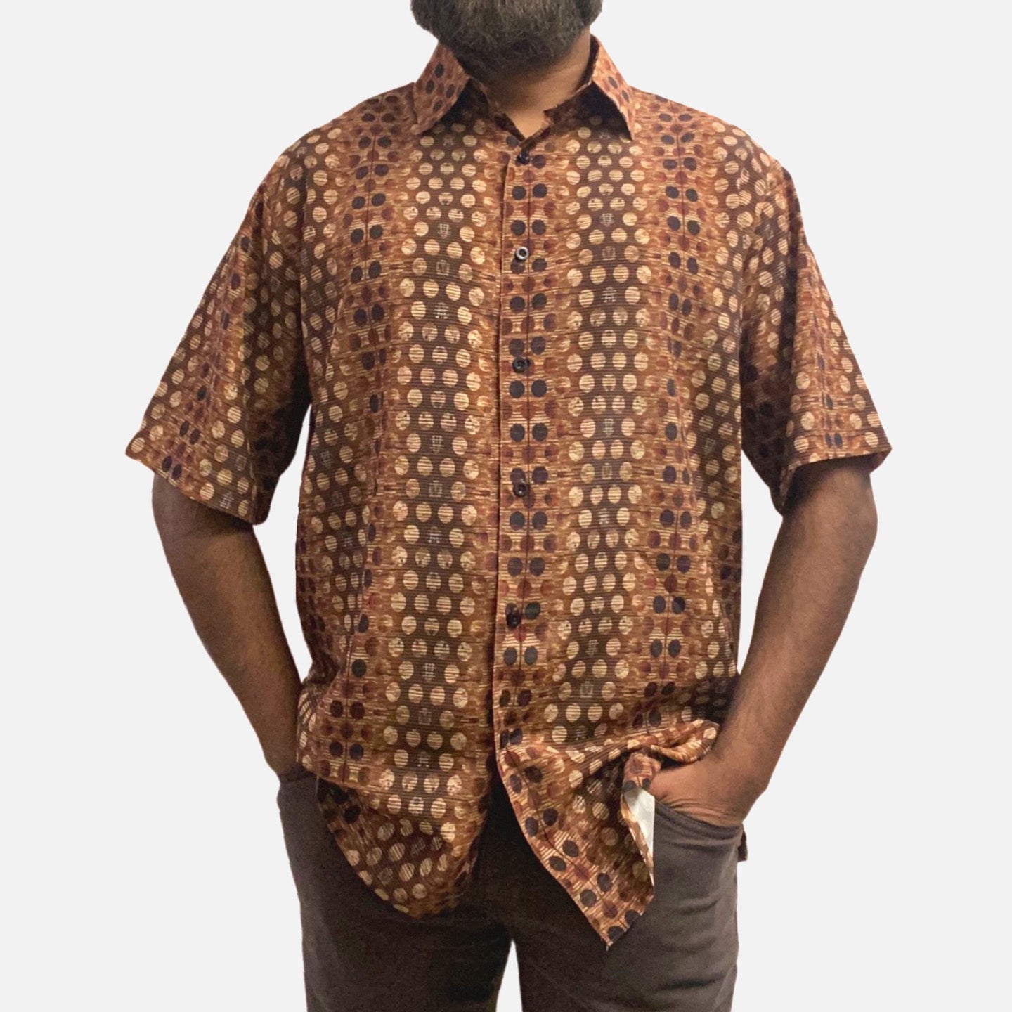 Short sleeve shirt brown mens