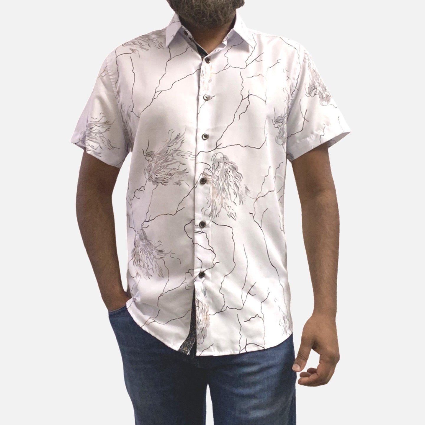 Mens White Short Sleeve Summer Shirt MSF-2107 | Slim Fit