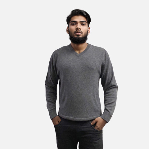 Mens 100% Cashmere sweater gray
