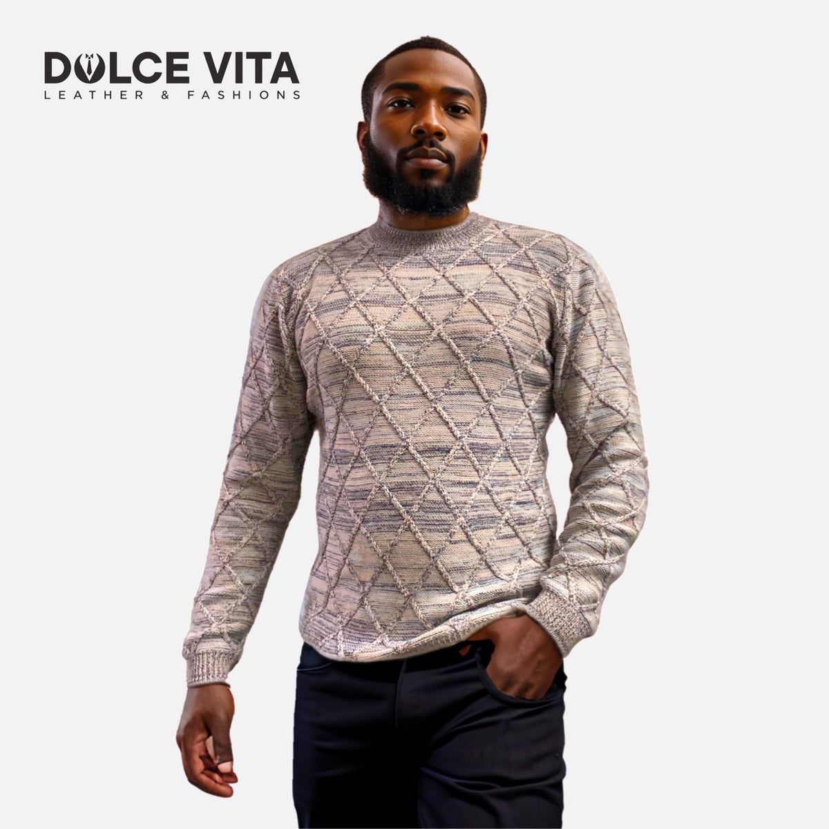 Men's Bone Sweater with subtle Gradient Multicolor Design | Clearance