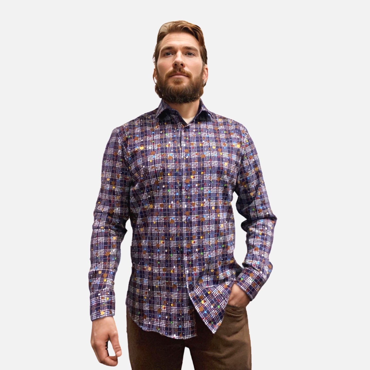 7 Downie Plaid & dotted fashions shirt for men