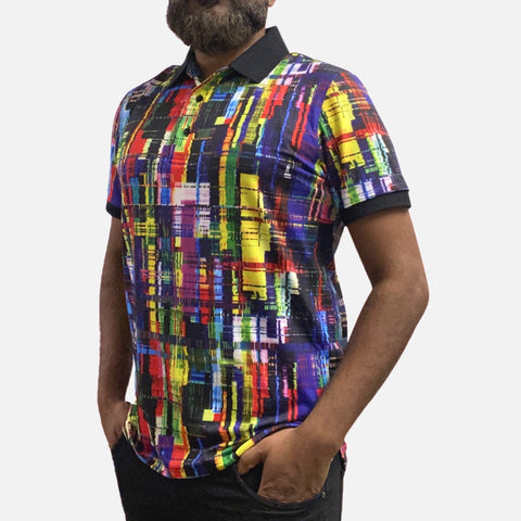 Multi Color Polo Collar Summer Stretch Shirt