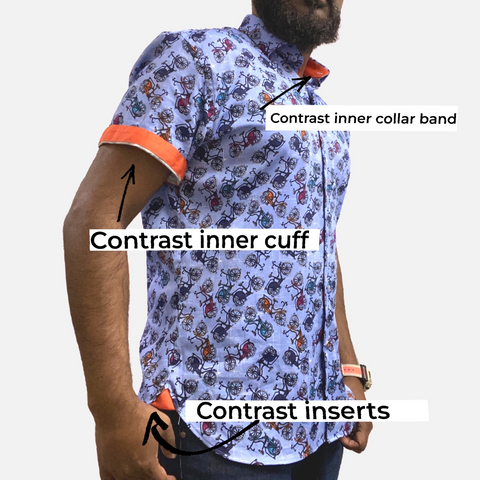 Mens summer shirt with contrast detailing