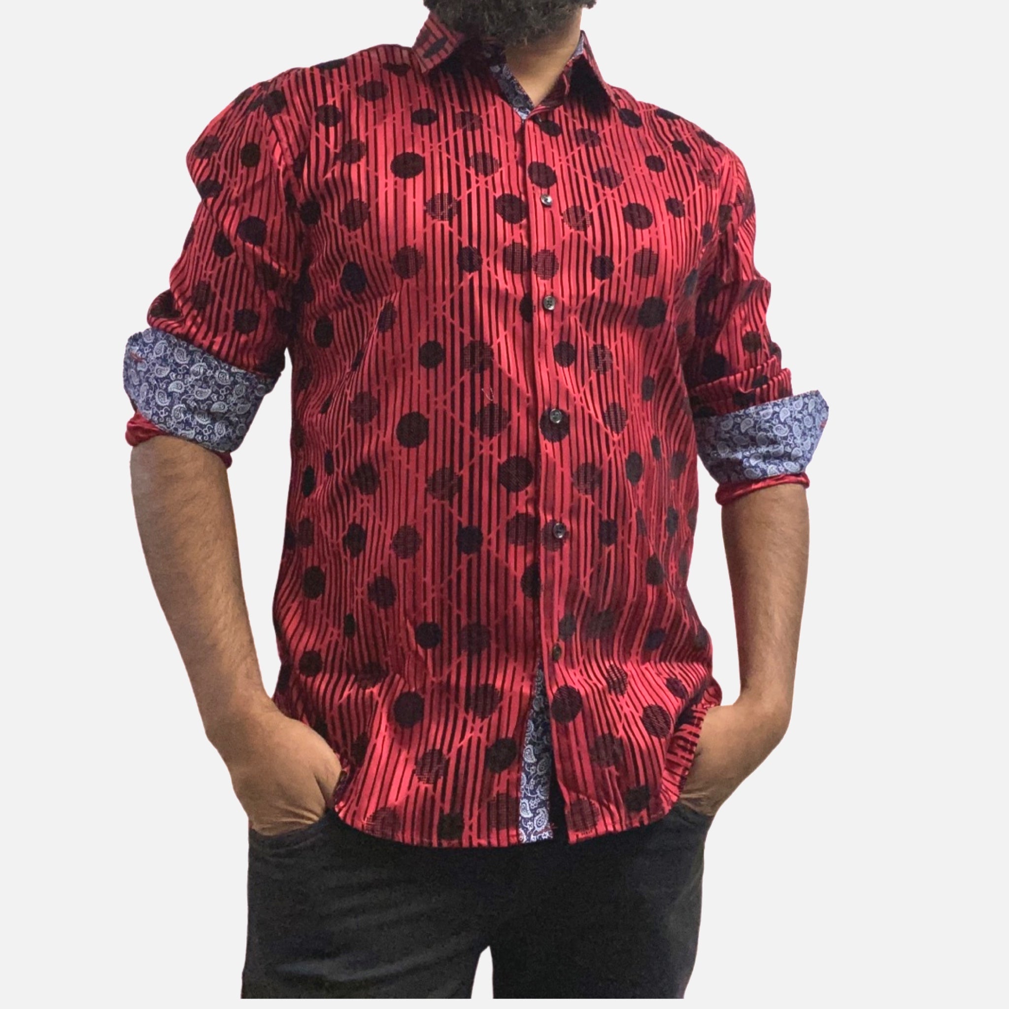 Contrast inner cuff detailing shirt red