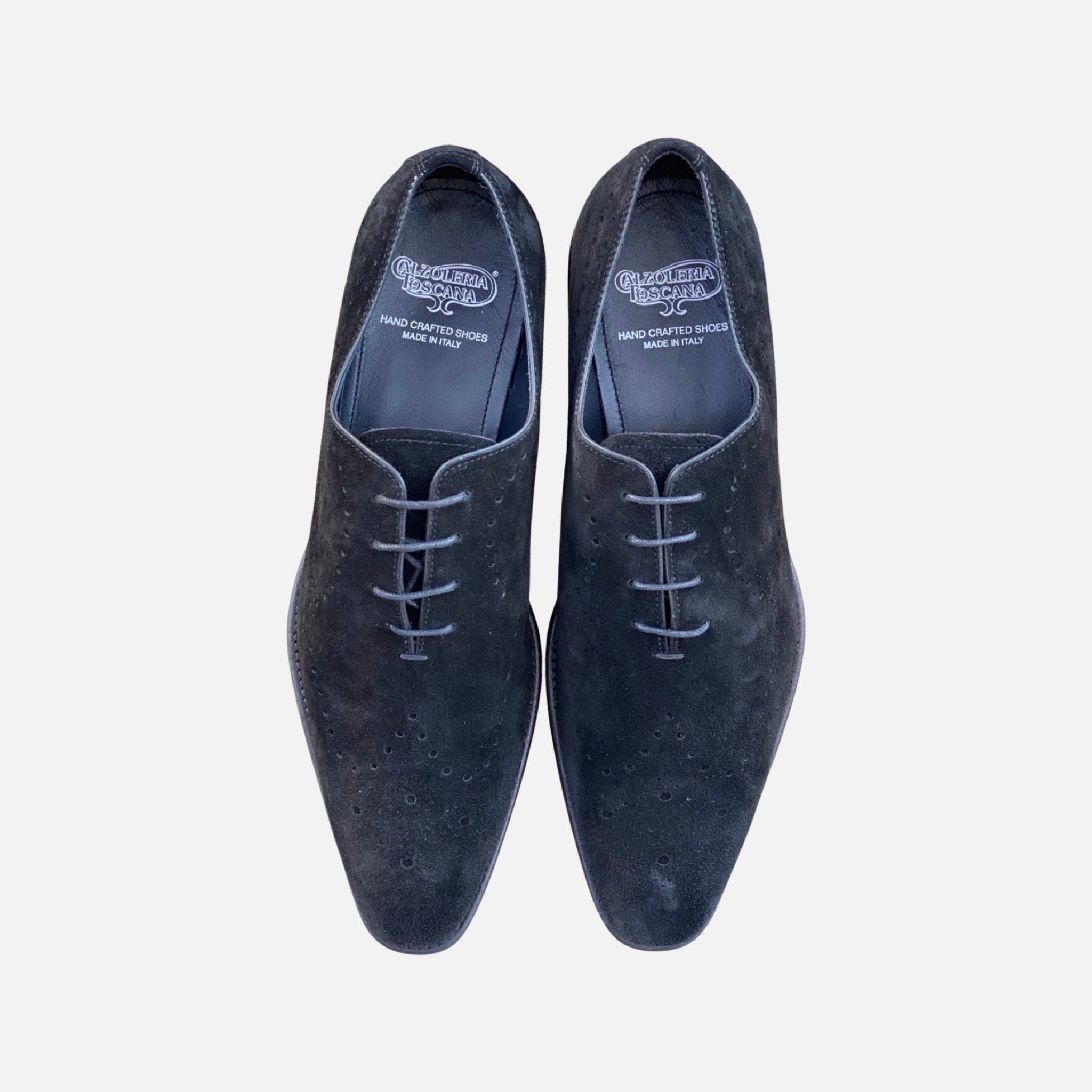 Calzoleria Toscana Clearance Sale: Calzoleria Toscana Men's Black Suede Lace-up Shoes - Handcrafted Italian Elegance