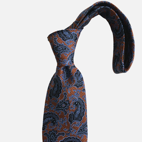 Premium Textured Silk Necktie for Men Orange and Blue