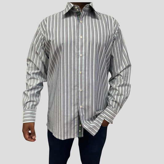 Mens Jacquard Cotton Shirt with Contrast under Cuff