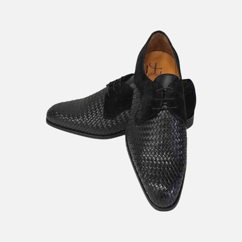 Jose Real (T650 - Black) Suede Trim Basket Weave Shoe