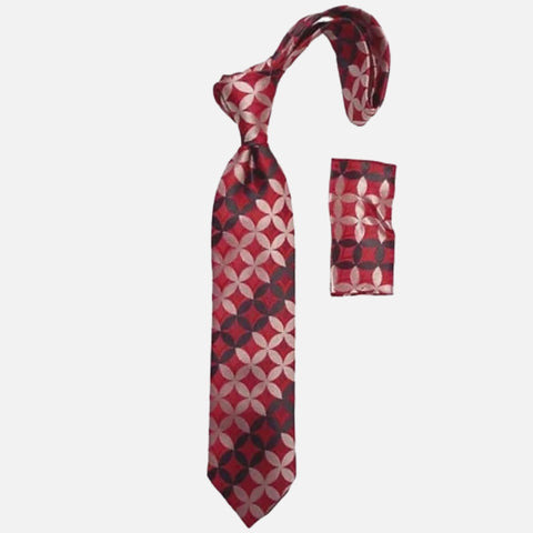 BW2260 Red Silk Tie and Hanky Set
