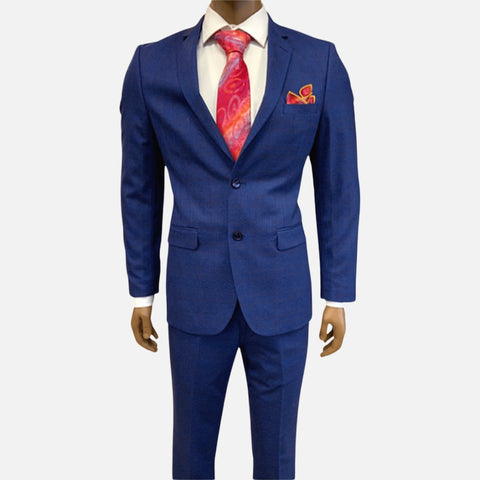 Mens Blue Plaid Suit | Slim Fit