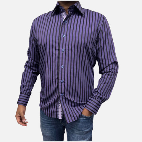 Men’s Purple Jacquard Cotton Button up Shirt | Clearance