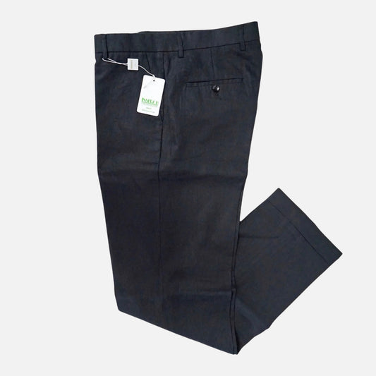 Mens 100% Linen Black Flat Front pants | Classic Fit