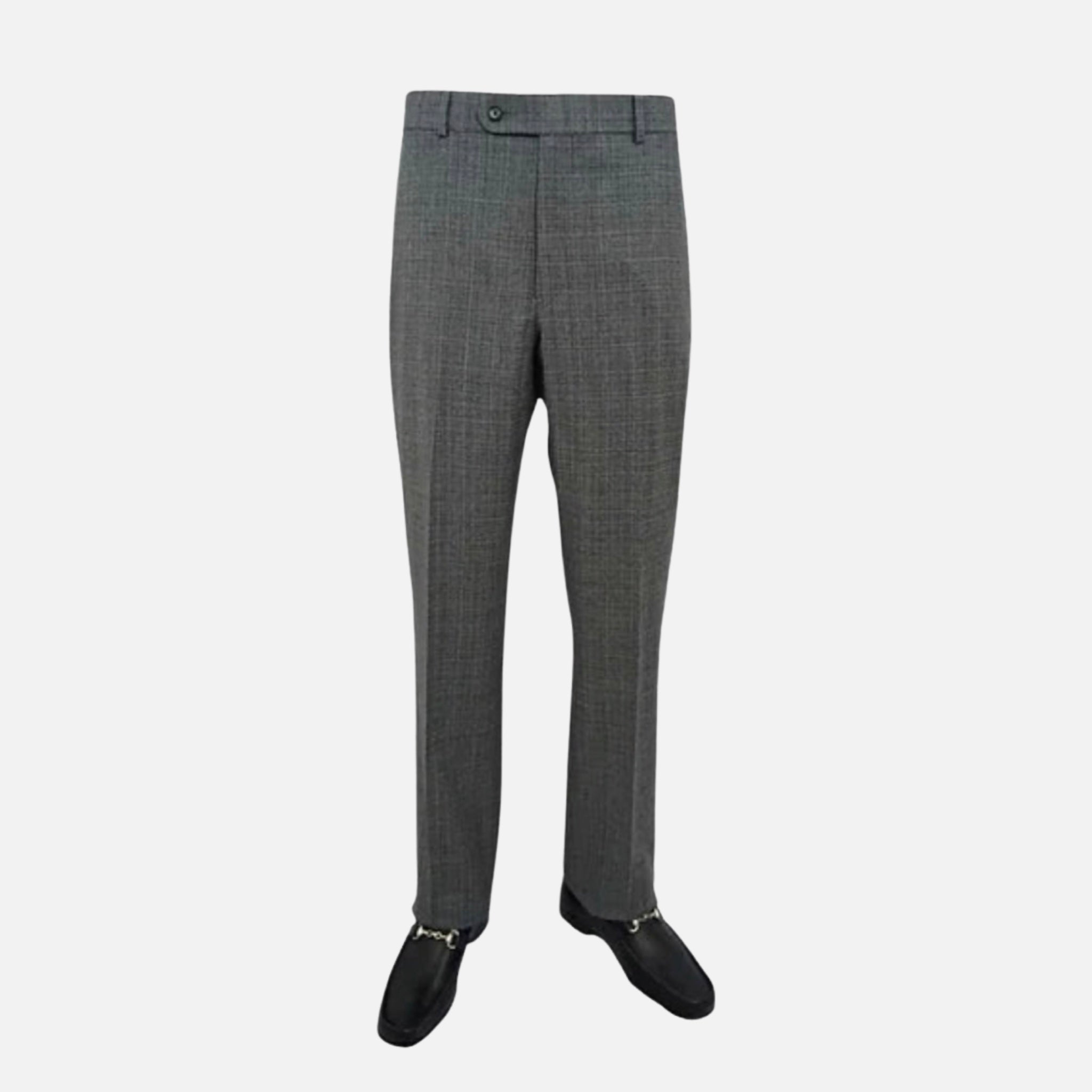 Wool flat front gray dress pants for men by Ballin