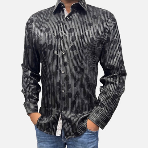 Men's Black Tone on Tone Button Up Shirt | Slim Fit