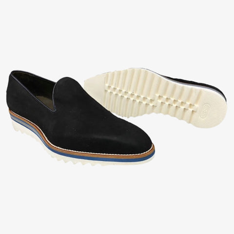 Ribbed Bottom Black Suede Loafer | Made in Italy