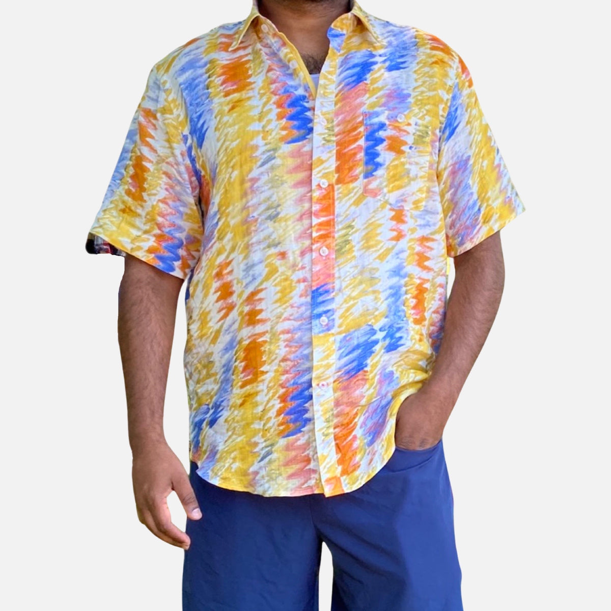 Men’s Yellow Linen Shirt “SS7907” by Inserch