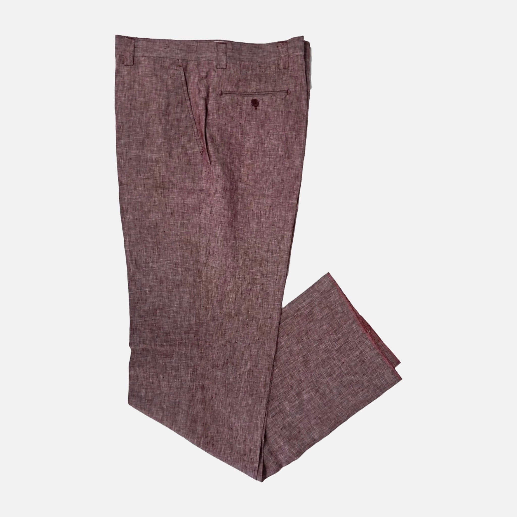 Inserch Burgundy Linen Pants Classic Fit