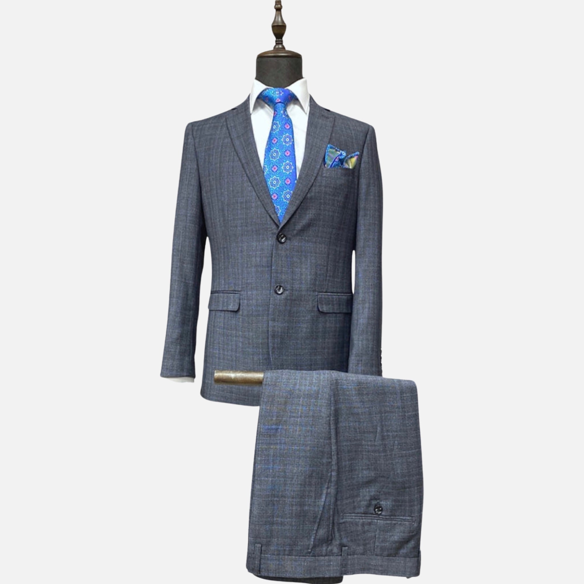 Men’s Gray Plaid Suit | Slim Fit