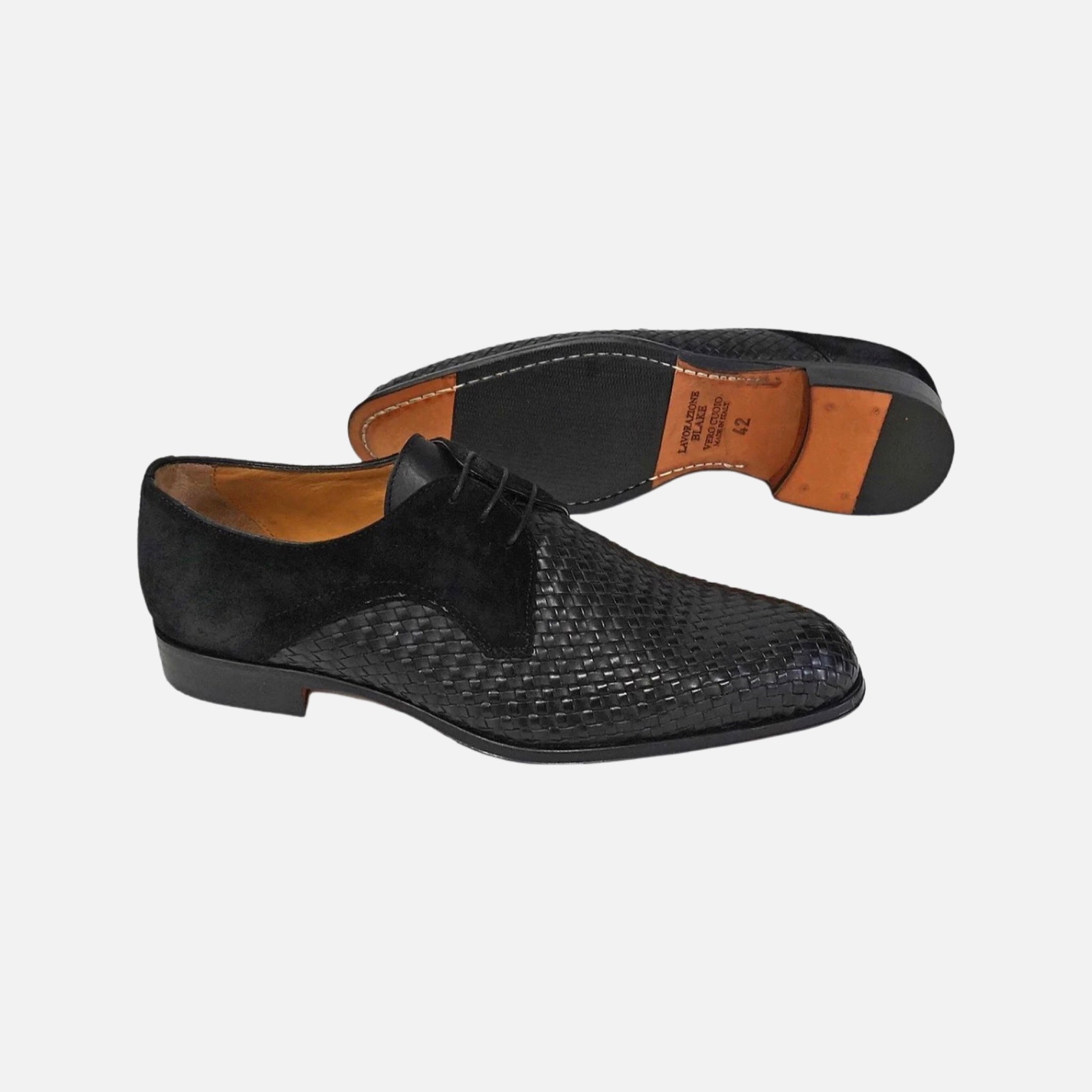 Jose Real (T650 - Black) Suede Trim Basket Weave Shoe