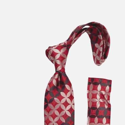 BW2260 Red Silk Tie and Hanky Set