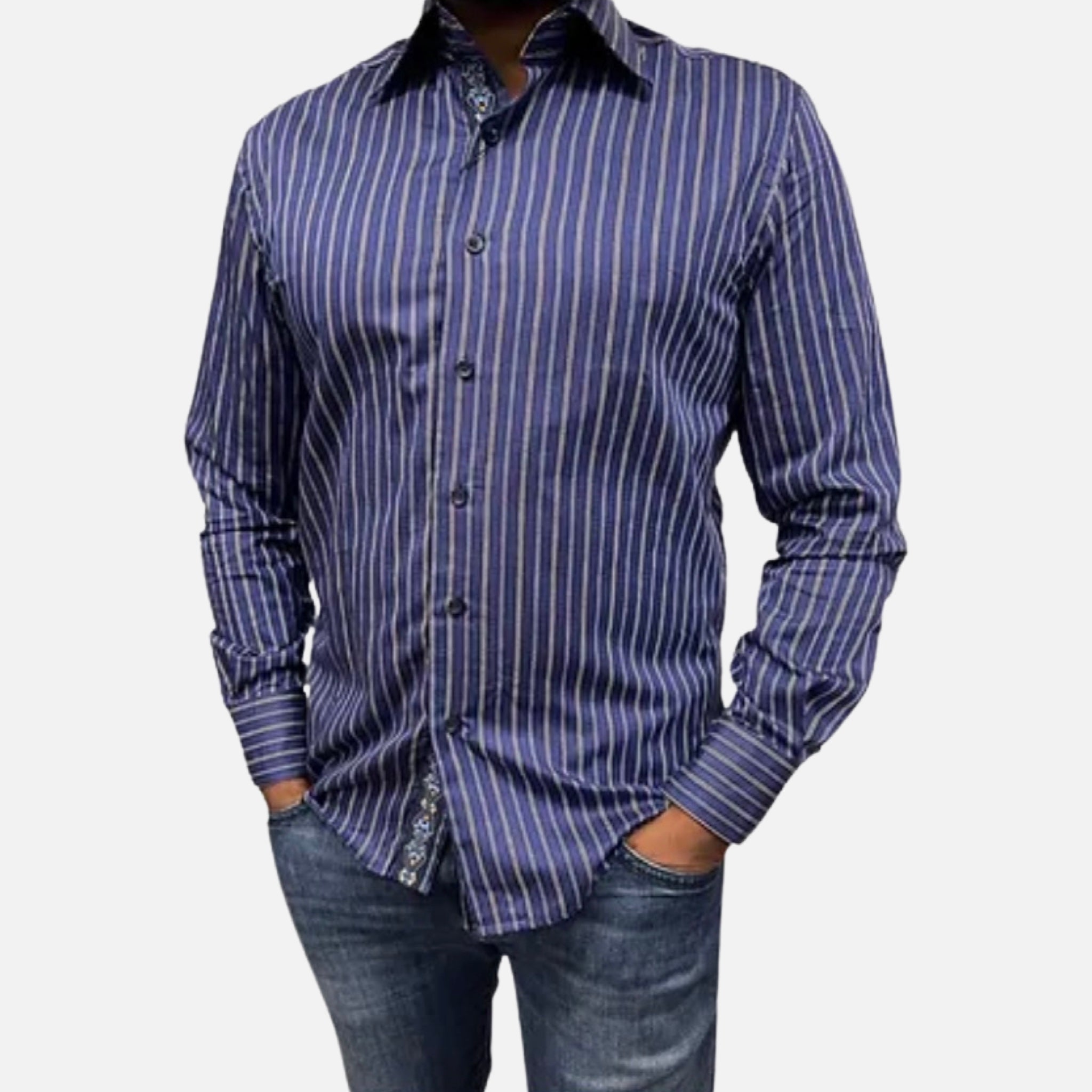 Blue Casual Button Up Shirt | Clearance