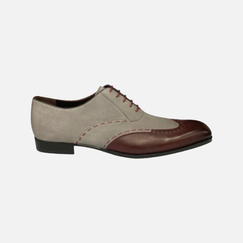 Men’s Paganini Burgundy/Grey suede and leather Spectator Shoe by Mezlan