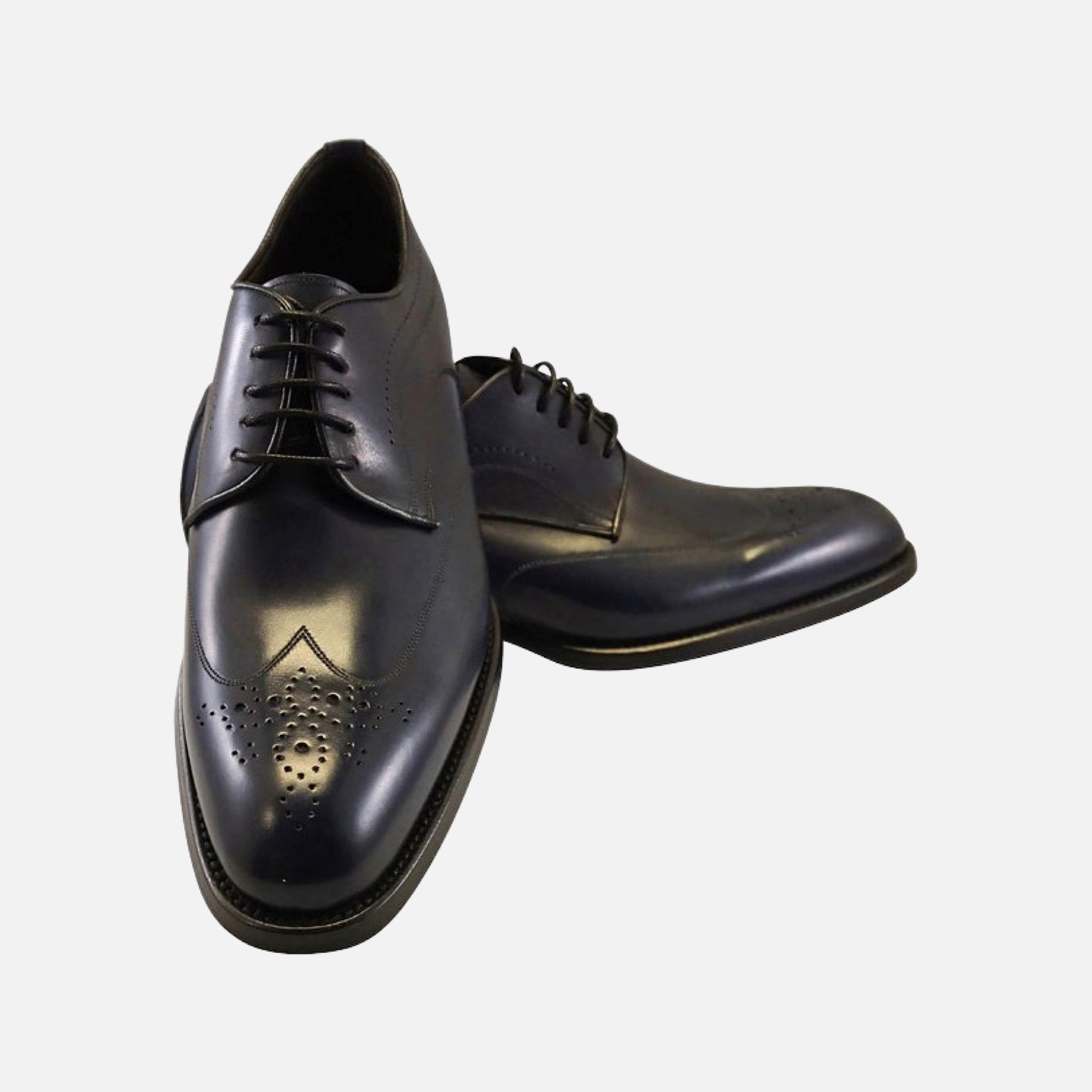 Navy Blue Wingtip Oxfords | Made in Italy