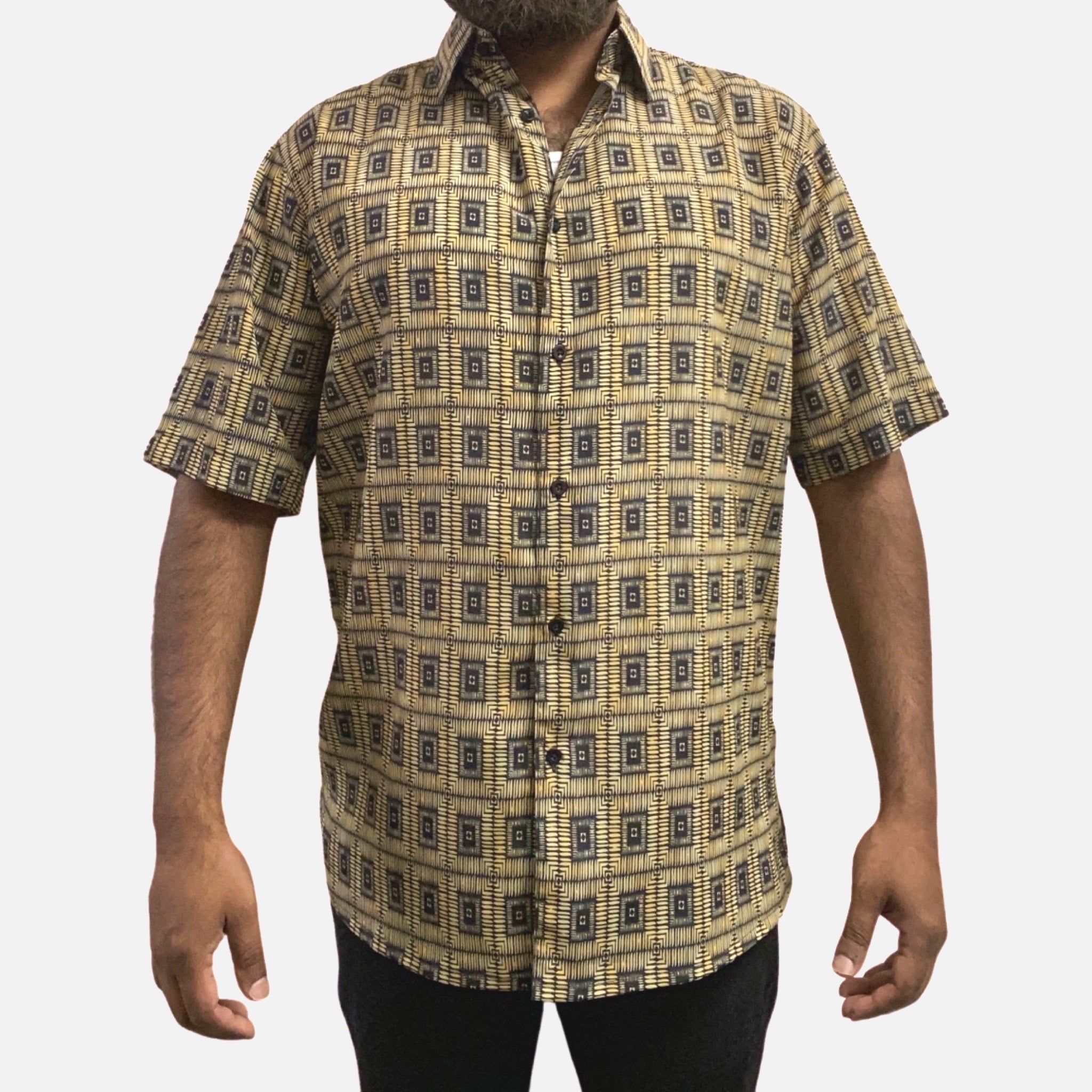 Gold and Black Summer Short Sleeve Shirt | Classic Fit